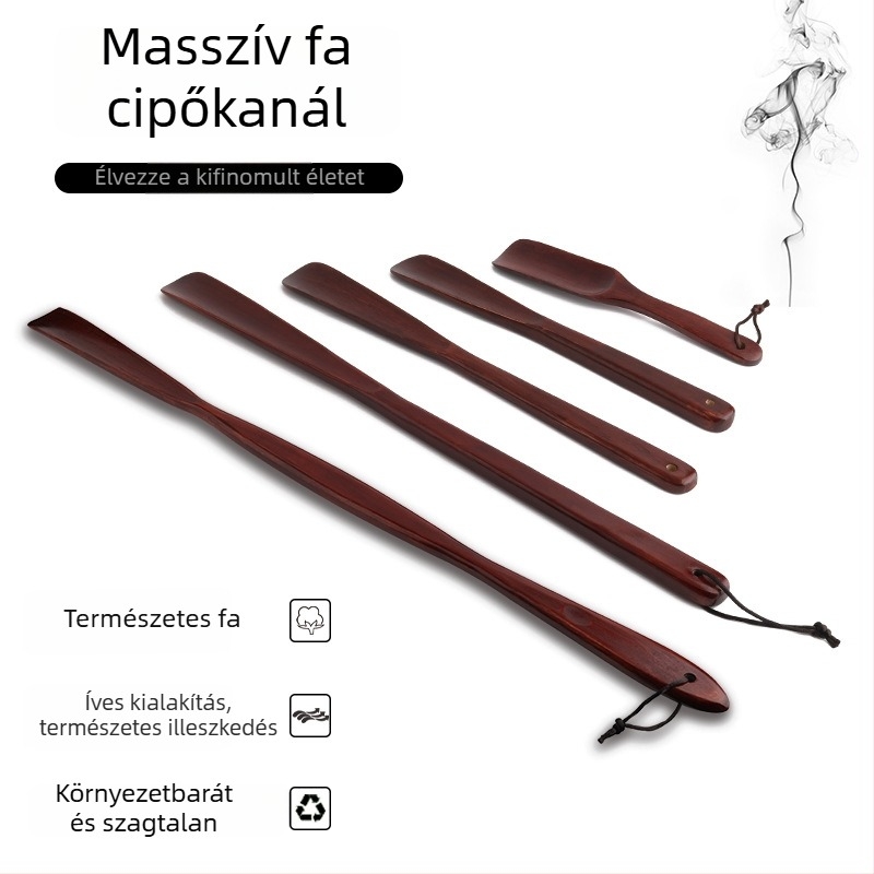 Fából készült cipőhúzó hosszú nyéllel, egyenes nyéllel, terhes nők és idős emberek számára, egész éves használat