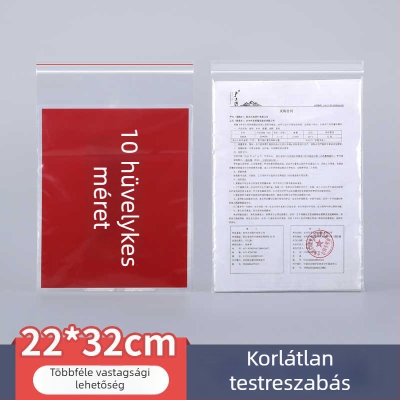 22×32 Átlátszó önzáró A4 dokumentumtáska – vastag műanyag záró tasak tároláshoz