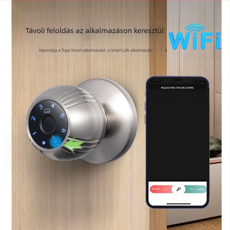 WF-Q7 alumínium ötvözetből készült okos ajtózár ujjlenyomat- és jelszóval, WiFi távoli vezérléssel — graffiti-stílusú modern dizájn otthonra, irodába, kollégiumba