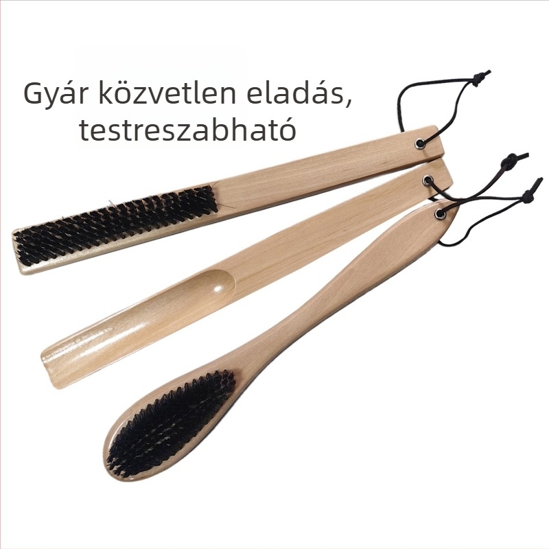 Fa cipőhúzó és ruhakefe hosszú nyéllel — Brand Trendy, Model Clothes brush and shoehorn
