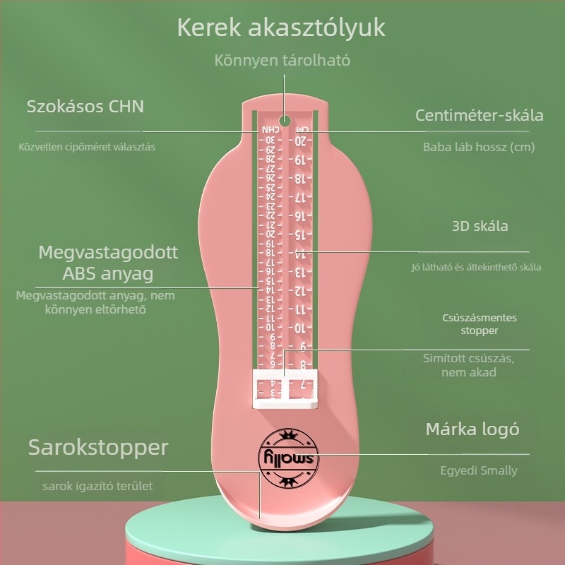 Mu Meng gyermekek lábfej hosszának mérőeszköze – PVC, modell 001, alkalmas sneakerre, csizmára, szandálra, casual cipőre és papucsra; egész éves használat