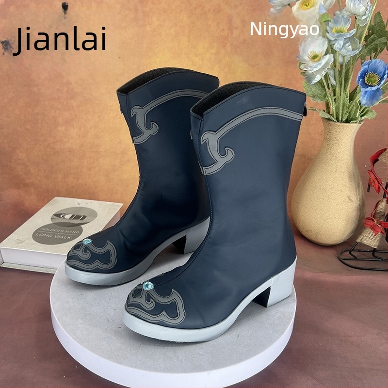 Cosplay csizma lányoknak, kerek orrú, Super Fiber felsőrész, 6–8 cm sarok, PU talp