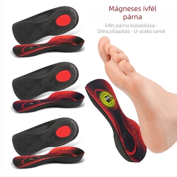 EVA mágneses íves fél talpbetét lapos láb és X/O alakú láb számára – ortopéd talpbetét mágneses sarokkal