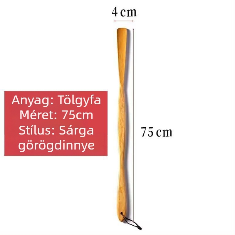 Hosszú fogantyújú egyenes cipőkanál, masszív faanyagból, idős vagy terhes nőknek – hosszított kivitel, prémium minőség