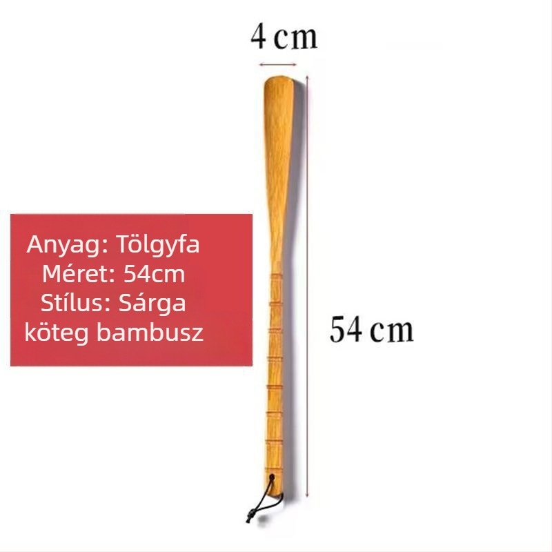 Hosszú fogantyújú egyenes cipőkanál, masszív faanyagból, idős vagy terhes nőknek – hosszított kivitel, prémium minőség