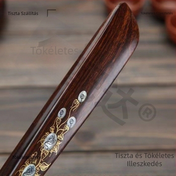 Cipőkanál Ebonyfa hosszú nyéllel, kagylóbevonattal; Termékkód Xh63t7ws; Típus: Shoehorn; Ajánlott tavaszra és őszre.