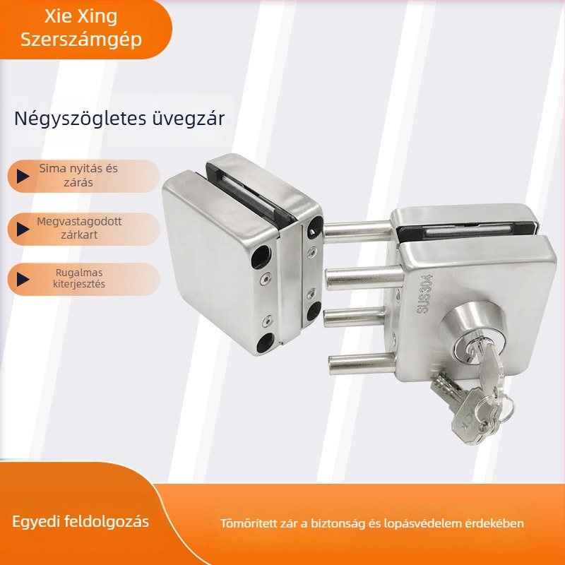 Négyszögletes üvegajtózár, 304 rozsdamentes acélból, üvegajtókhoz, modern minimalist design
