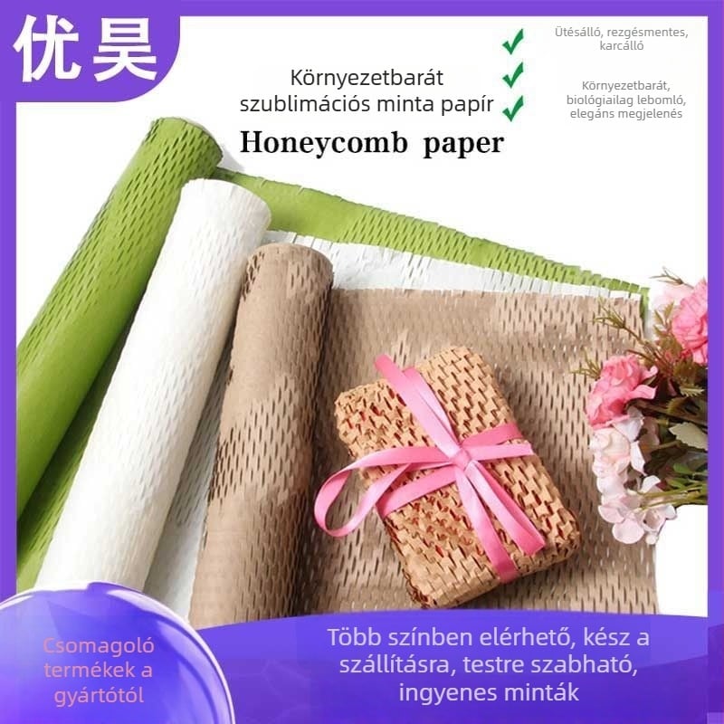 Virágcsomagoláshoz méhsejt mintás csomagolópapír, Kraft papír