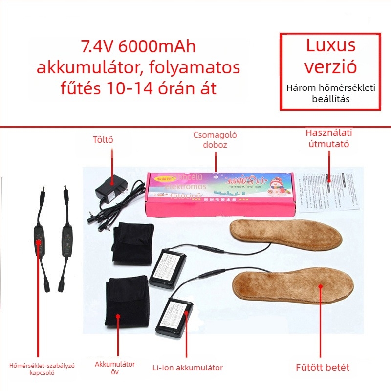 Elektronikus fűtésű talpbetét, USB-tápellátás, felső anyag: szuper puha velúr, papucs/házicipő, uniszex
