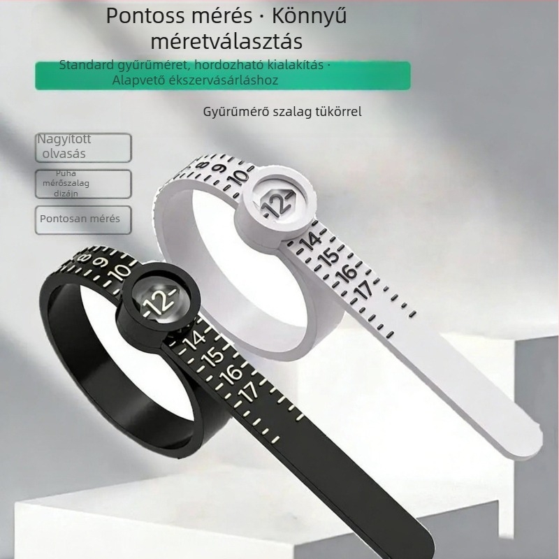 Pengyi JZCLD Ujjgyűrű méretét mérő szalag nagyító tükrökkel ékszerek mérésére, modell JZCLD