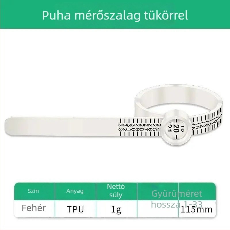 Pengyi JZCLD Ujjgyűrű méretét mérő szalag nagyító tükrökkel ékszerek mérésére, modell JZCLD