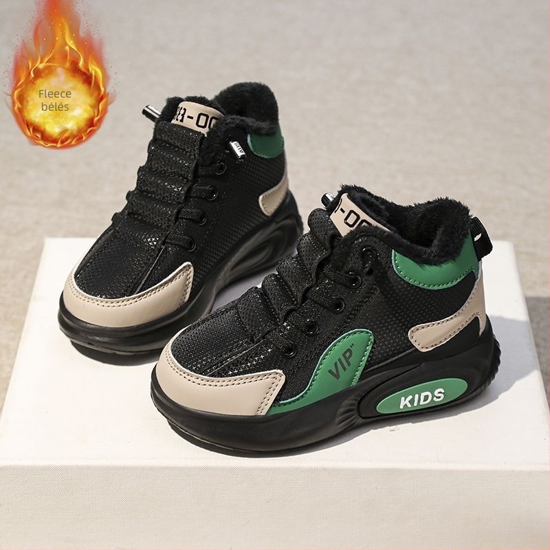 Gyerek Slip-on cipő plüss bélésével, meleg ősz-téli szezonra, ABS műanyagból