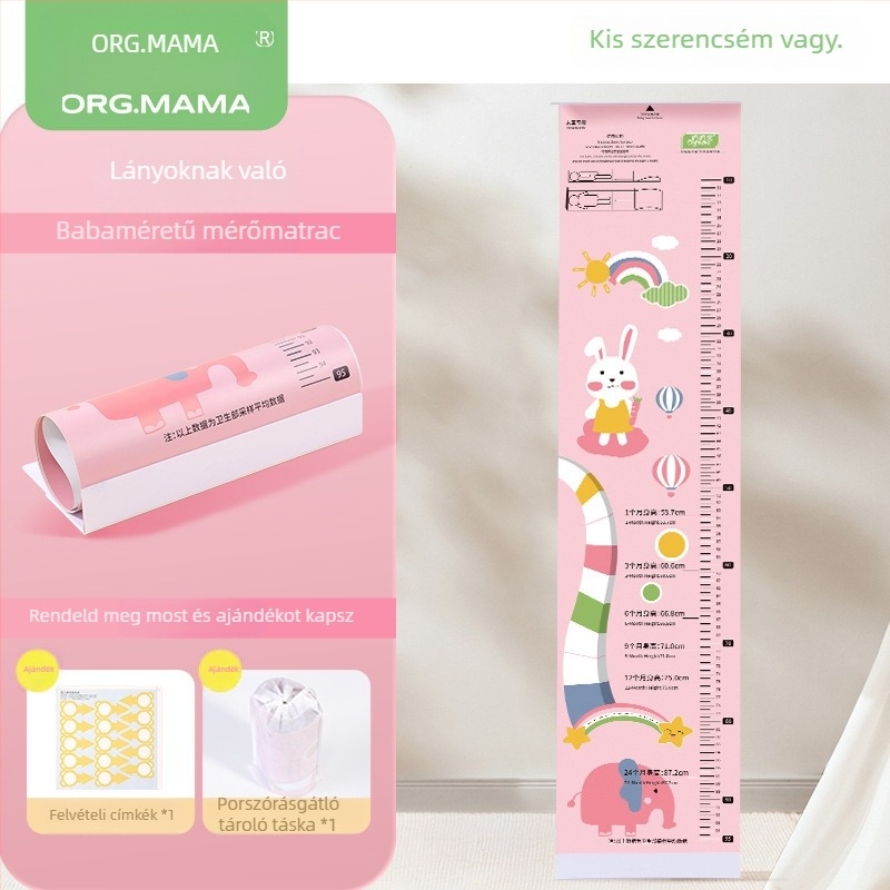 Baba magasságmérő készülék mozgatható derékszögű vonalzóval, modell 1063, PVC kivitel, márka org.mama/mother fruit