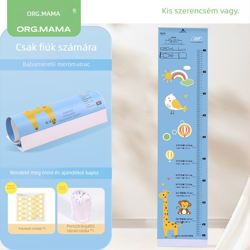 Baba magasságmérő készülék mozgatható derékszögű vonalzóval, modell 1063, PVC kivitel, márka org.mama/mother fruit