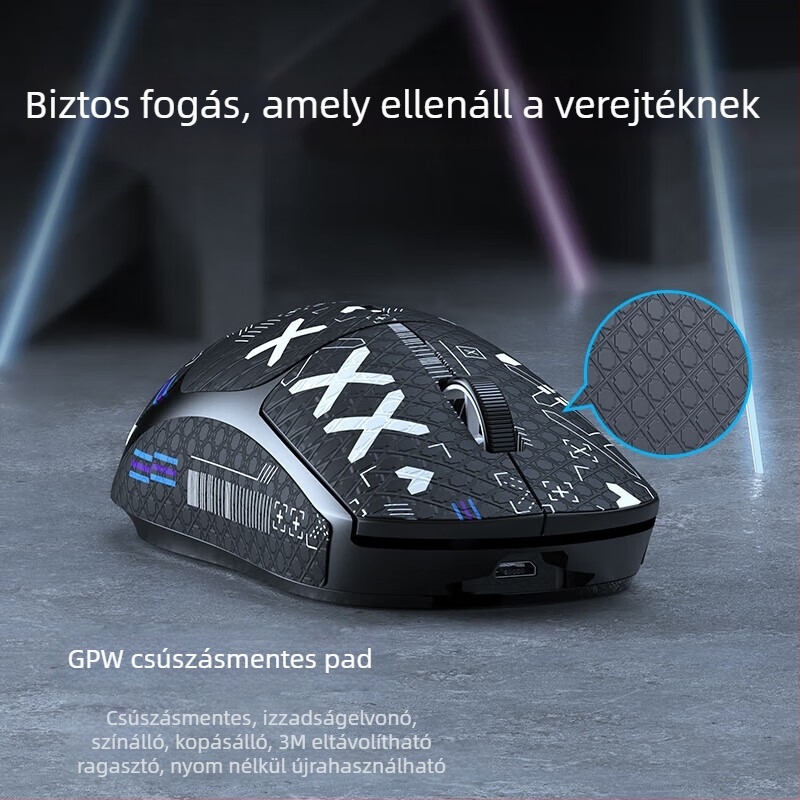 GPW1/2 generációs gaming egér matrica – csúszásmentes, izzadságálló, kényelmes érintés, 3M eltávolítható ragasztó