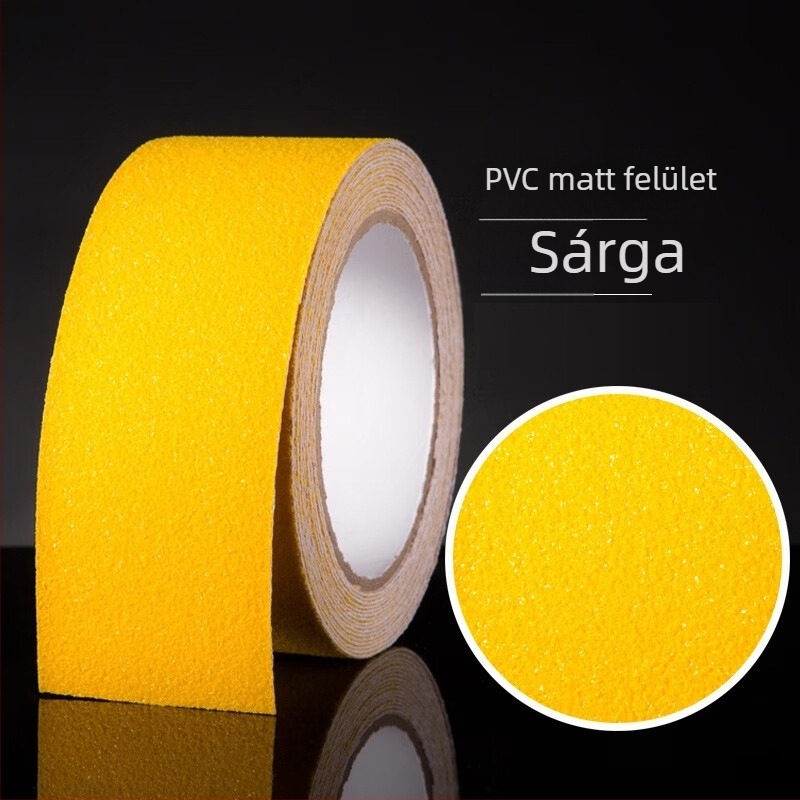 PVC csúszásmentes szalag lépcső- és padlójelöléshez, 0,8 mm vastagság, 5 m hossz, akril ragasztó, kopásálló
