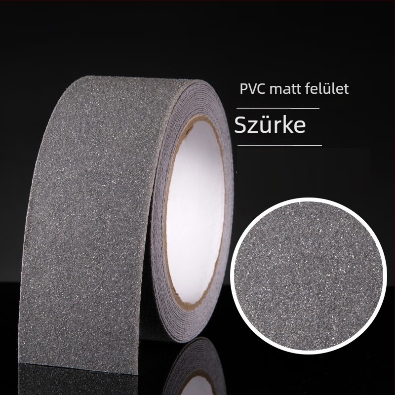 PVC csúszásmentes szalag lépcső- és padlójelöléshez, 0,8 mm vastagság, 5 m hossz, akril ragasztó, kopásálló