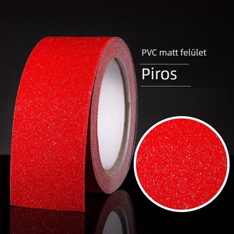 PVC csúszásmentes szalag lépcső- és padlójelöléshez, 0,8 mm vastagság, 5 m hossz, akril ragasztó, kopásálló