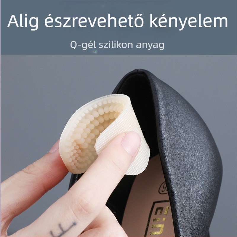 4D szilikon sarokragasztó – csúszásmentes talp masszázs szemcsékkel, modell HGT10, félméretű alátét magas sarkú cipőkhöz