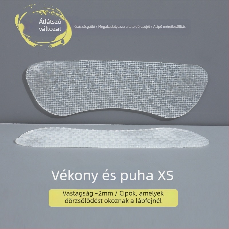 4D szilikon sarokragasztó – csúszásmentes talp masszázs szemcsékkel, modell HGT10, félméretű alátét magas sarkú cipőkhöz