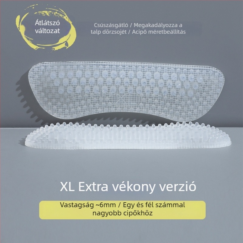 4D szilikon sarokragasztó – csúszásmentes talp masszázs szemcsékkel, modell HGT10, félméretű alátét magas sarkú cipőkhöz