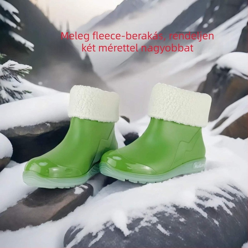 Női esőcipő PVC felsőrész, alacsony csizma, őszi–téli
