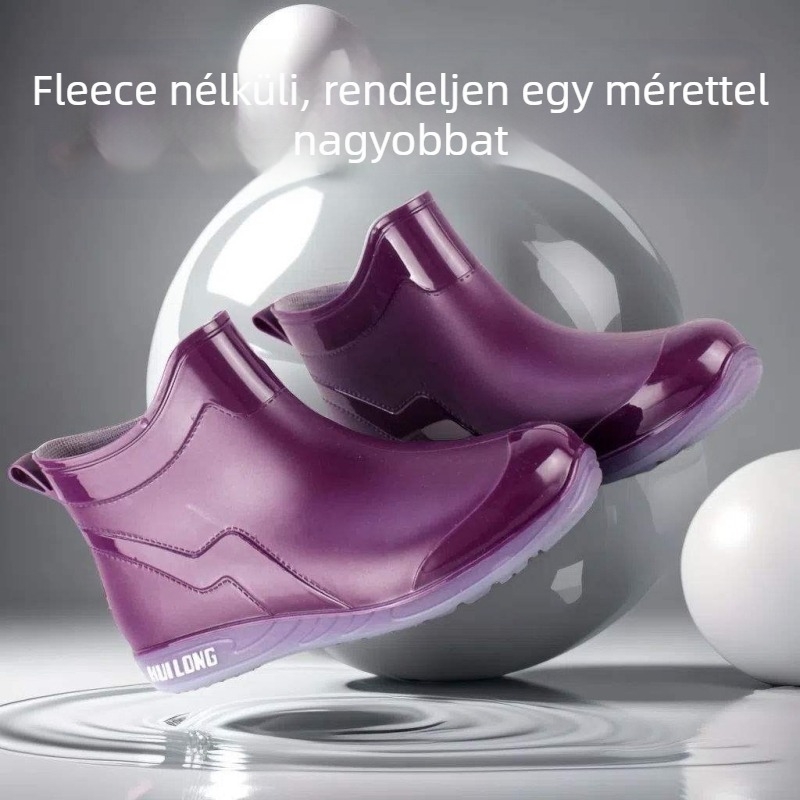 Női esőcipő PVC felsőrész, alacsony csizma, őszi–téli