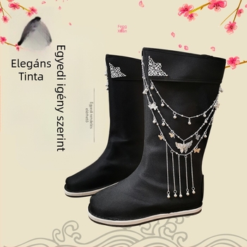 Cosplay csizmák belső magasságot növelő, katonai egyenruha stílus, mikrovlánt felsőrész, kerek orr, 3–5 cm sarok