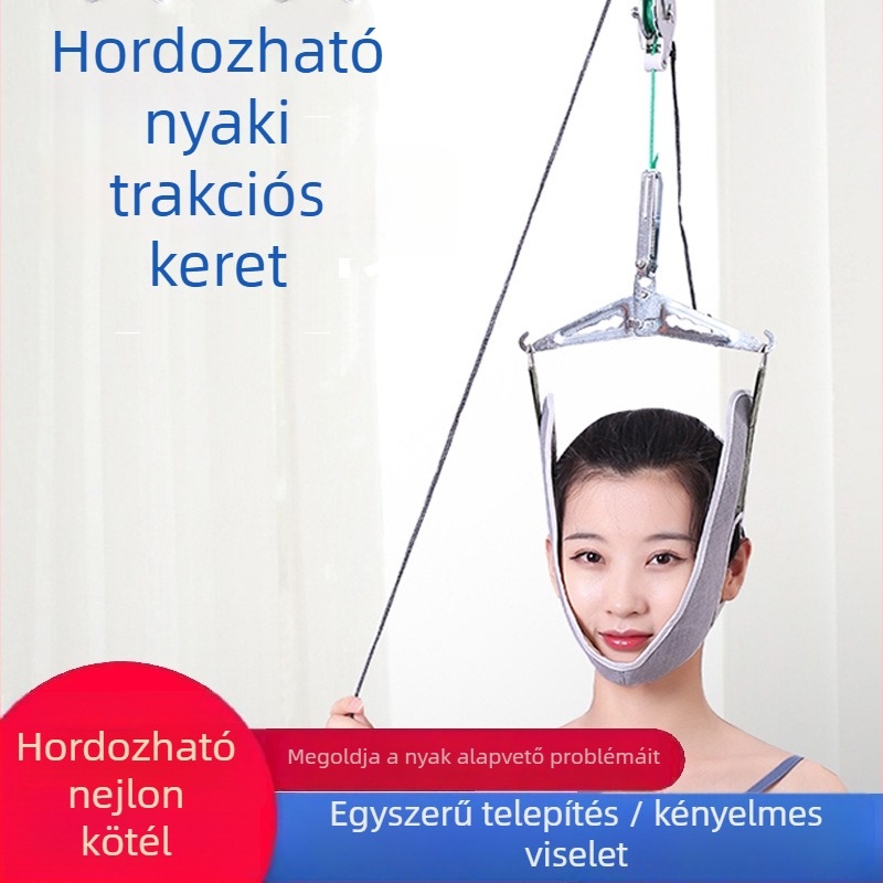 Yilaile nyaki-trakció keret, vászon pánt + ötvözet tartó, kampó/ajtóba akasztó típus, nyaki masszázs
