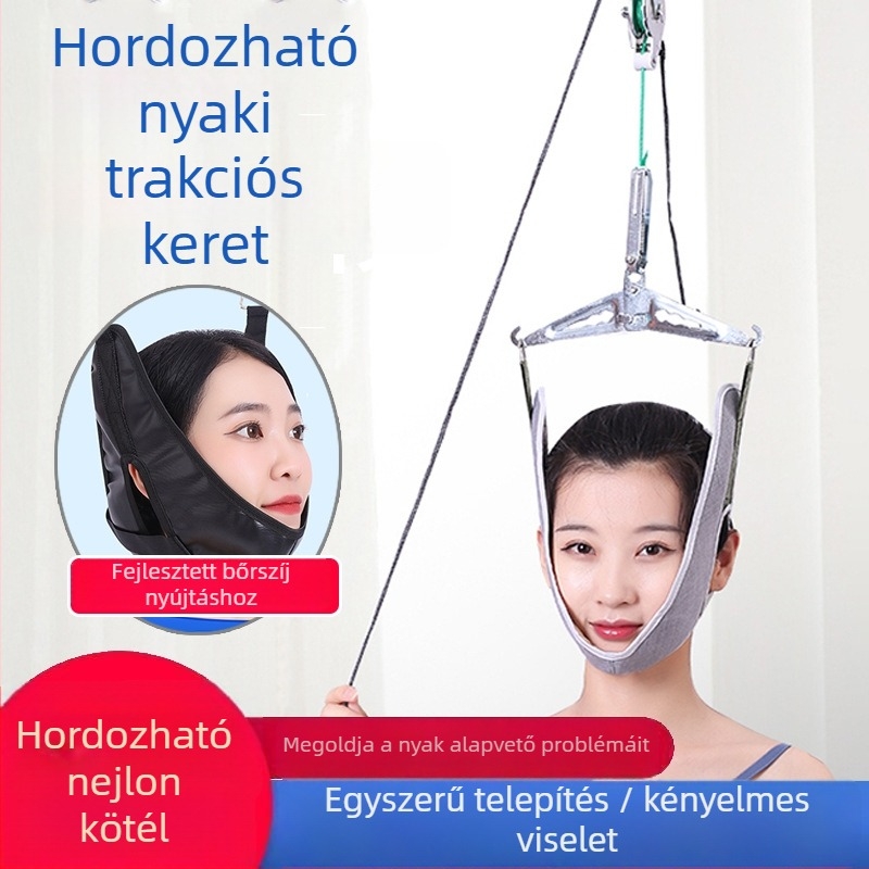 Yilaile nyaki-trakció keret, vászon pánt + ötvözet tartó, kampó/ajtóba akasztó típus, nyaki masszázs