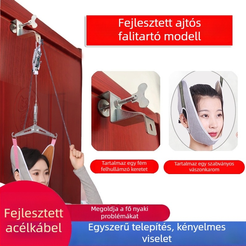 Yilaile nyaki-trakció keret, vászon pánt + ötvözet tartó, kampó/ajtóba akasztó típus, nyaki masszázs