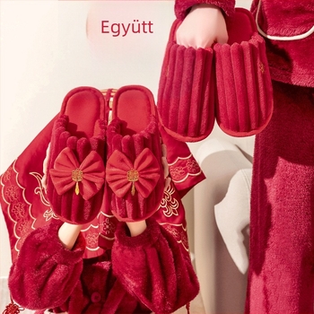 Esküvői papucs, velúr felsőrész, kerek orr, plüss bélés, PVC talp, Taizhou, Zhejiang származás