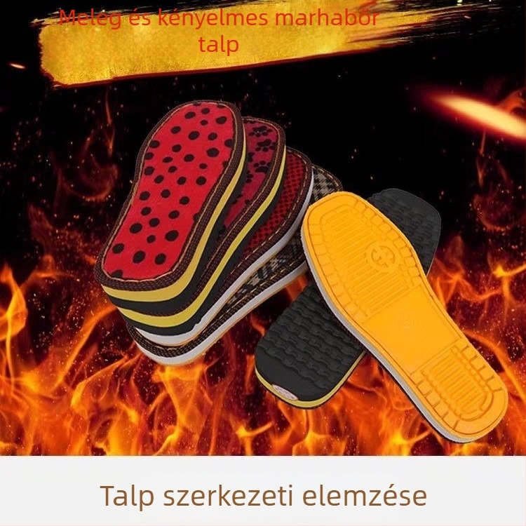 Kézzel horgolt gyerekpapucs gyapjú–pamut anyagból, csúszásmentes, kopásálló talppal, téli meleg – tehén ín talppal
