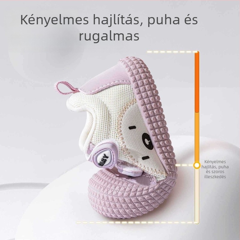 12-36 hónapos babacipő, mikroszálas bőr felsőrész, puha talp, csúszásmentes, lélegző háló, rajzfilm stílus