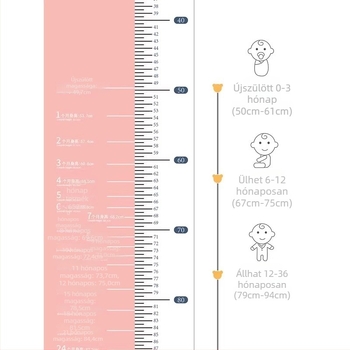 Baba magasság- és testsúly mérő matrac precíziós vonalzóval – otthoni használatra; anyag: Egyéb; 1–3 éveseknek