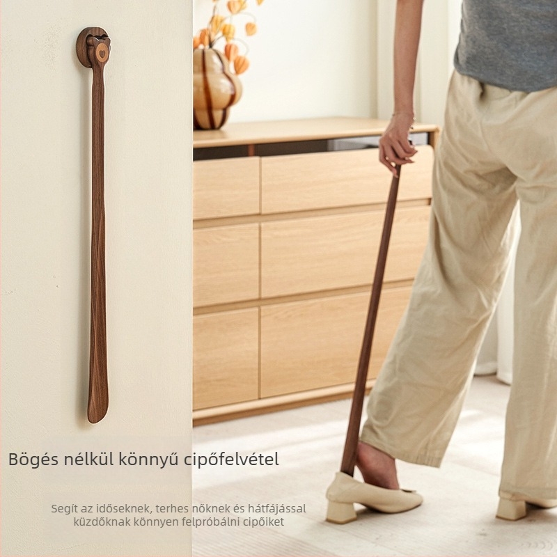 Solid Wood Cat-Claw Shoehorn with Long Handle - Magnetic Shoe Puller for Pregnant Women and Children