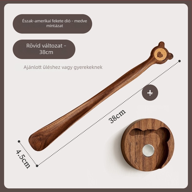 Solid Wood Cat-Claw Shoehorn with Long Handle - Magnetic Shoe Puller for Pregnant Women and Children