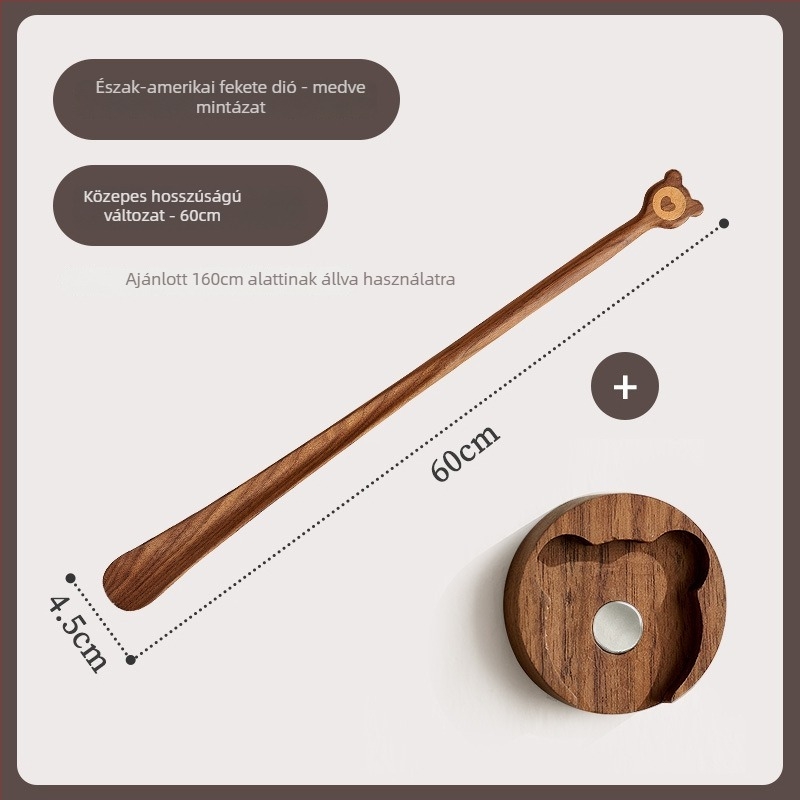 Solid Wood Cat-Claw Shoehorn with Long Handle - Magnetic Shoe Puller for Pregnant Women and Children