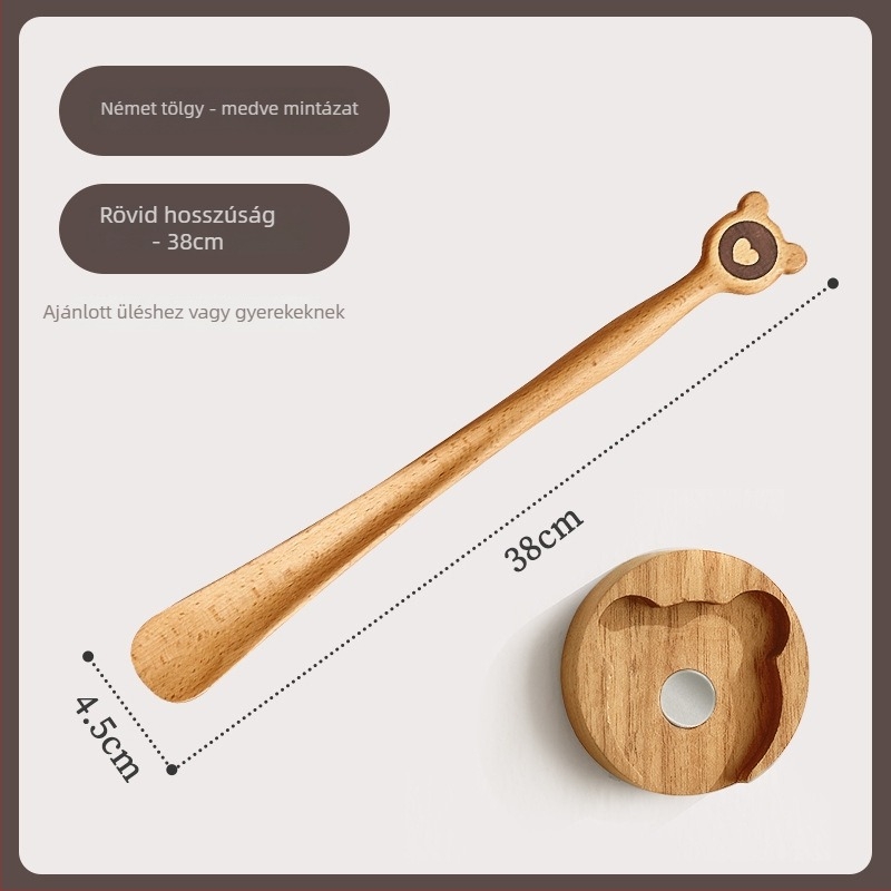 Solid Wood Cat-Claw Shoehorn with Long Handle - Magnetic Shoe Puller for Pregnant Women and Children