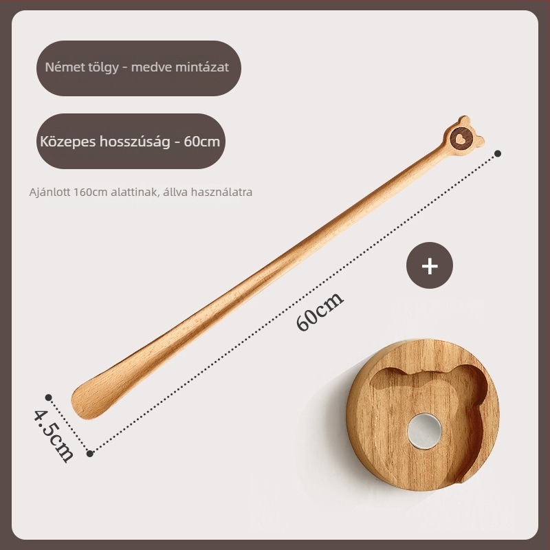 Solid Wood Cat-Claw Shoehorn with Long Handle - Magnetic Shoe Puller for Pregnant Women and Children