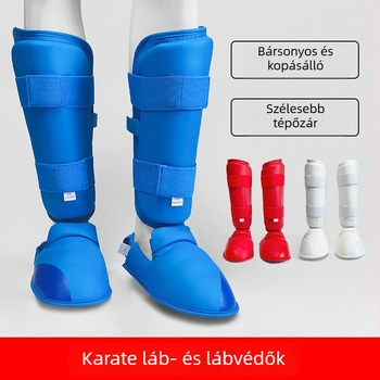 Karate és Taekwondo lábvédők: védelem a lábszárhoz, térdhez és bokához, PU anyag, univerzális használat, harcművészeti védőfelszerelés