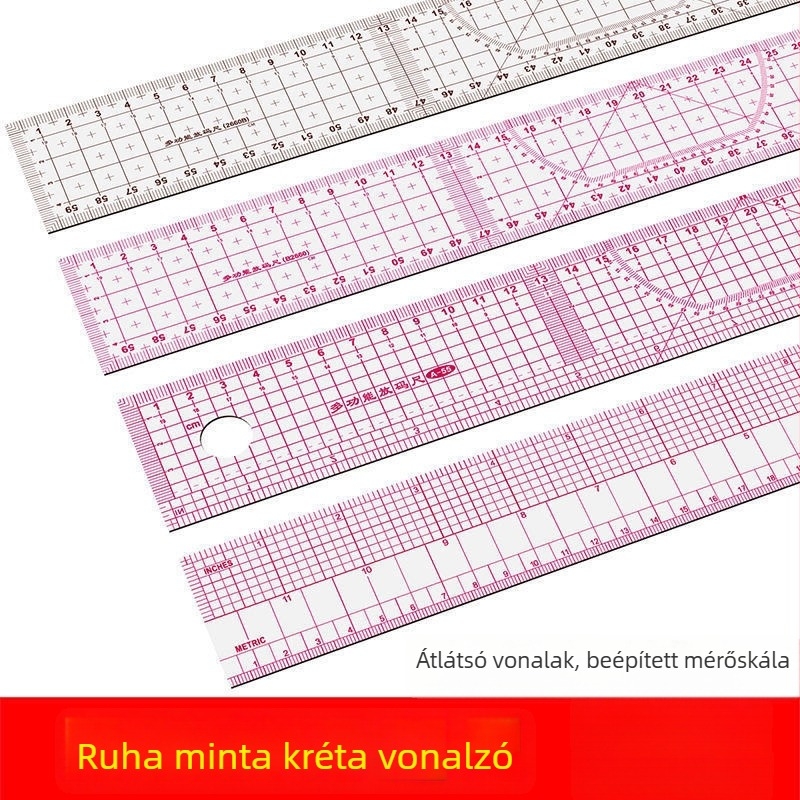 Többfunkciós szabásmintázó és ruházati tervezési vonalzó, hajlékony, beépített skálával