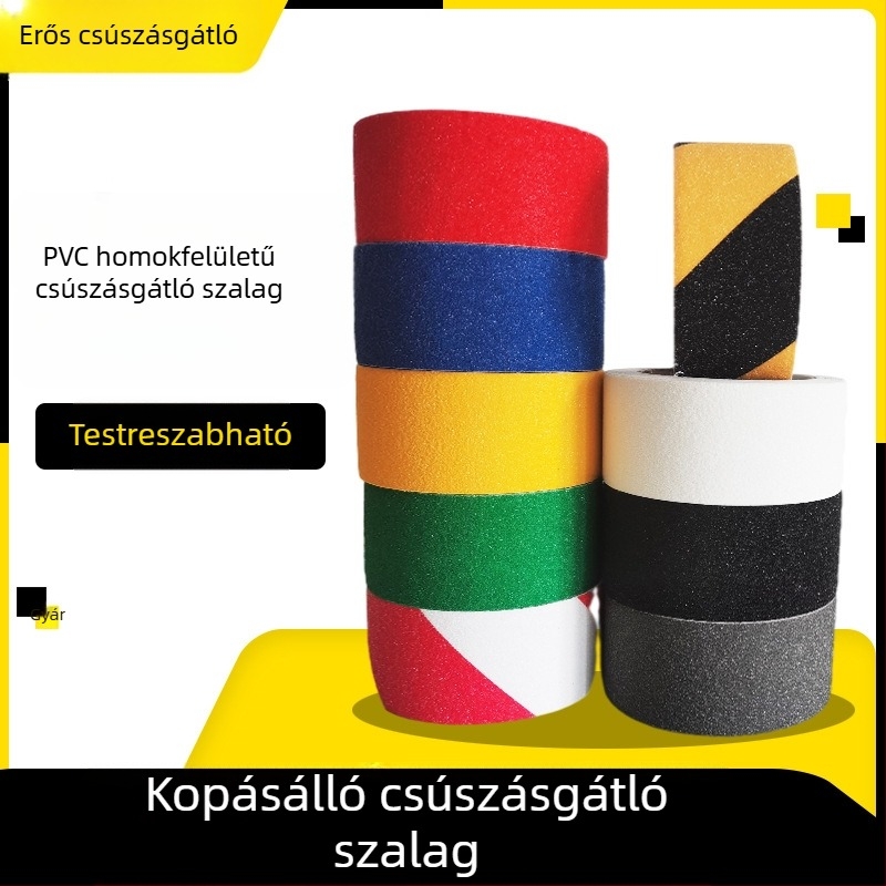 Matt csúszásmentes figyelmeztető szalag lépcsőkhöz és csempéhez, vízálló, kopásálló, erős ragasztó, csiszolópapír-textúra