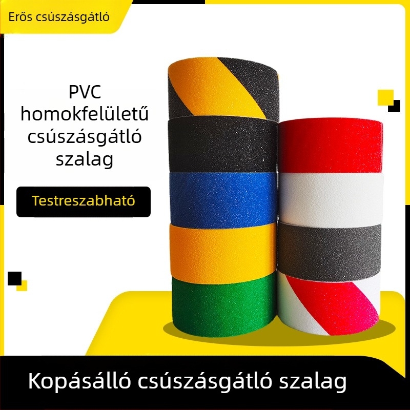 Matt csúszásmentes figyelmeztető szalag lépcsőkhöz és csempéhez, vízálló, kopásálló, erős ragasztó, csiszolópapír-textúra
