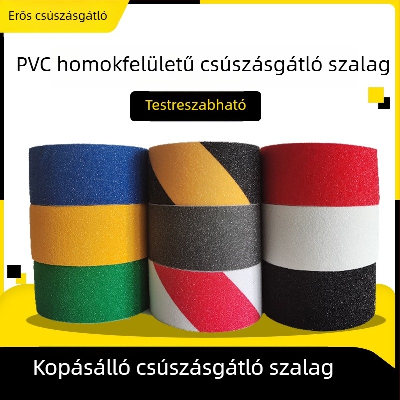 Matt csúszásmentes figyelmeztető szalag lépcsőkhöz és csempéhez, vízálló, kopásálló, erős ragasztó, csiszolópapír-textúra