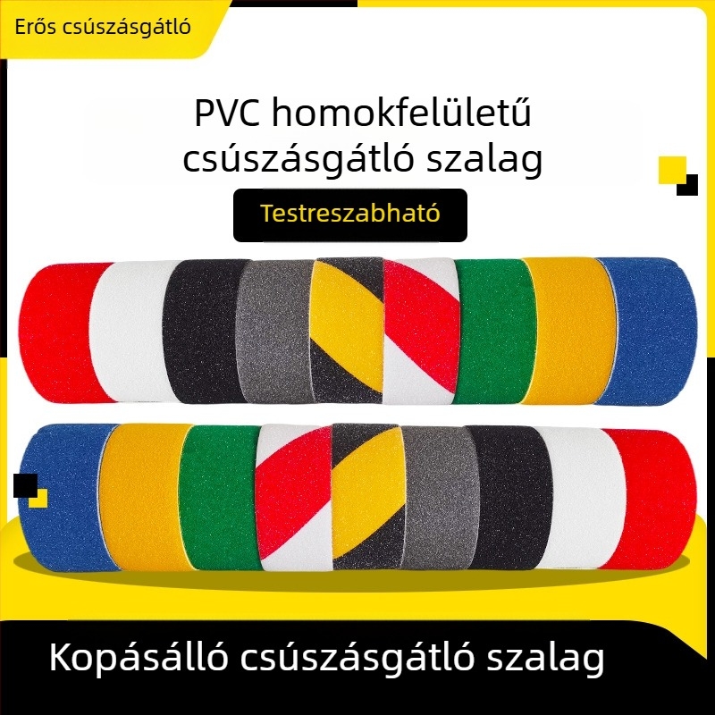 Matt csúszásmentes figyelmeztető szalag lépcsőkhöz és csempéhez, vízálló, kopásálló, erős ragasztó, csiszolópapír-textúra