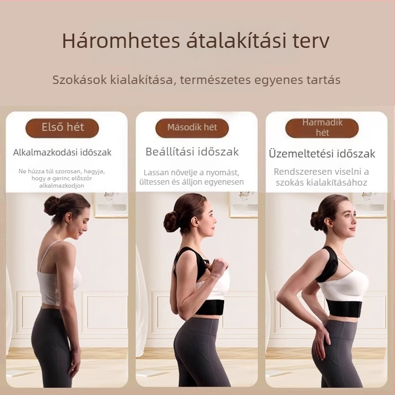 Légáteresztő tartásjavító nyitott vállpántokkal, gyönyörű hátsó vonalért, egyenes testtartásért – diszkrét, uniszex tartás-korrigáló öv