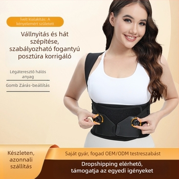 Testtartást javító öv – uniszex, állítható gombbal, hátsó és váll támogatás, testtartás-korrekciós öv