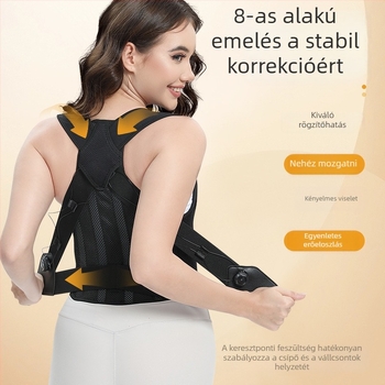 Testtartást javító öv – uniszex, állítható gombbal, hátsó és váll támogatás, testtartás-korrekciós öv