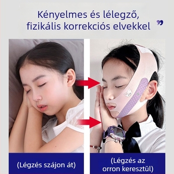 Gyermekeknek szóló száj-légzés korrigáló készülék — alvás közbeni szájszárny nyitás megelőzése, rajzfilmszerű dizájn, poliészter szál